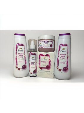 Dove Frosted Plum Berry Limited Edition Bath Set Body Wash, Scrub, Bars, spray